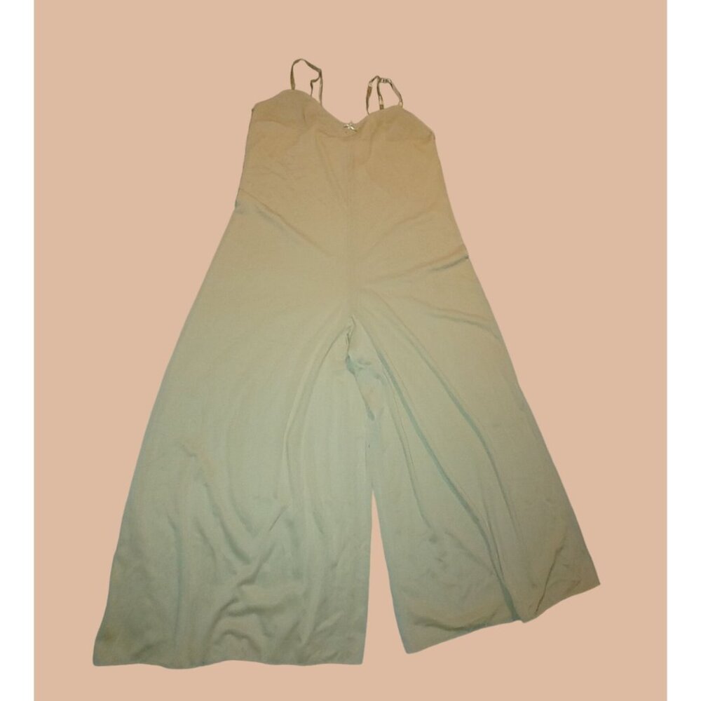 Vintage Adonis Beige Wide Leg Jumpsuit With Adjustable Spaghetti Straps